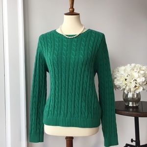 LANDSEND cotton cable knit crew neck sweater